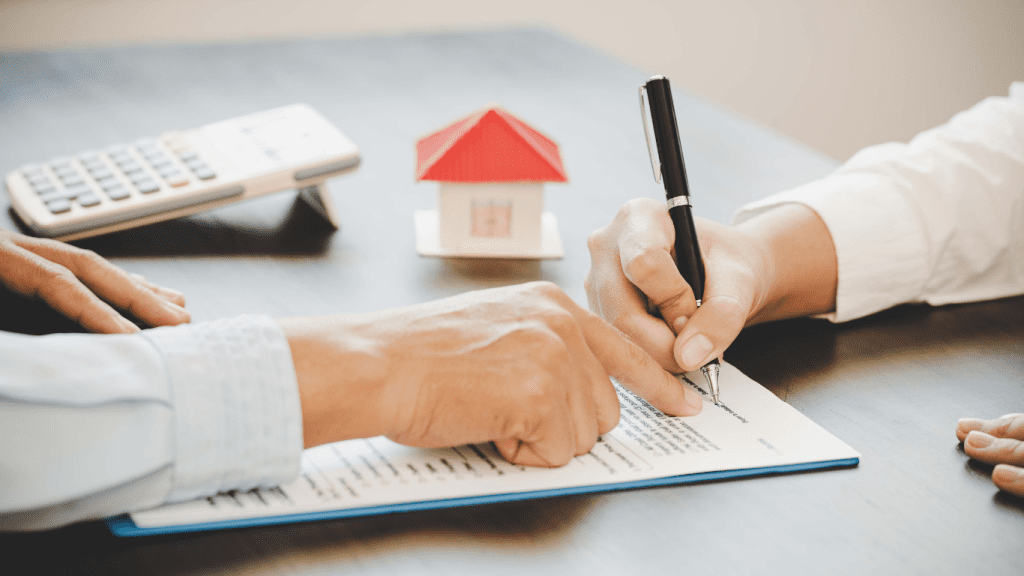 Signing contract buying a home