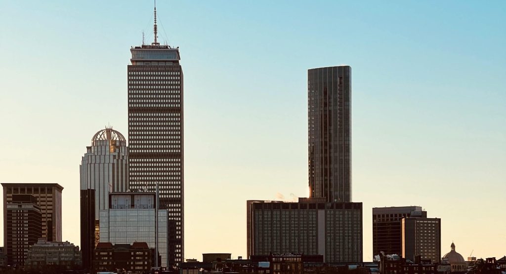 Boston Luxury Buildings & High Rises - Skyline Image of Purdential Center & One Dalton in Back Bay